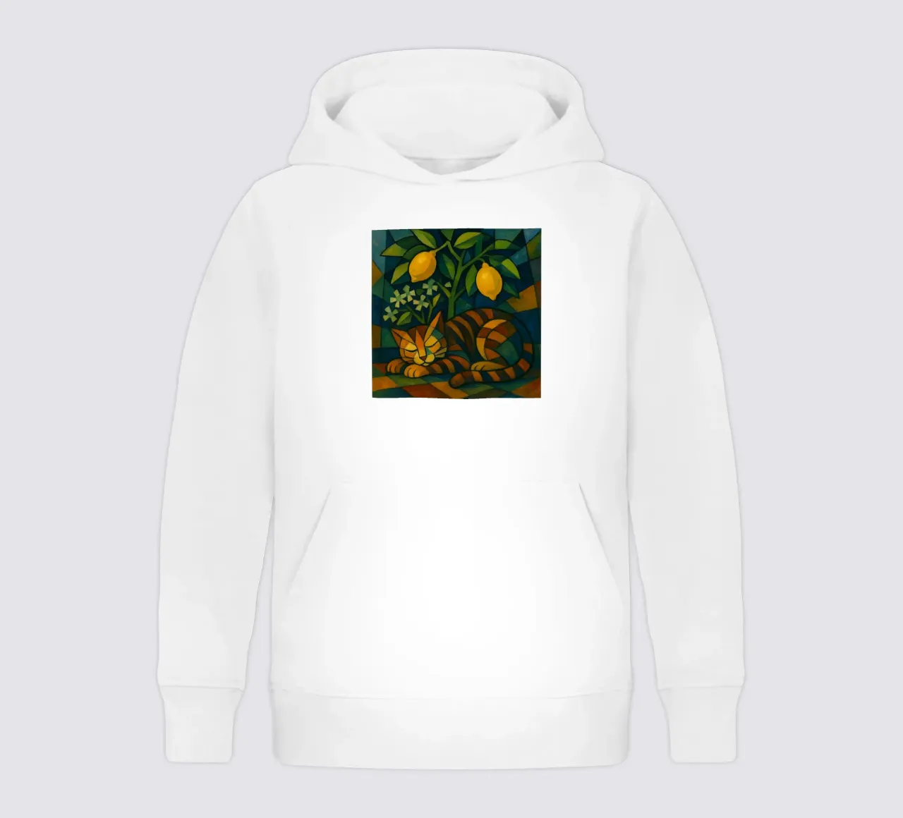 Sleeping Cat in Citrus Shade felpa bambino con cappuccio da LemonCat Studio