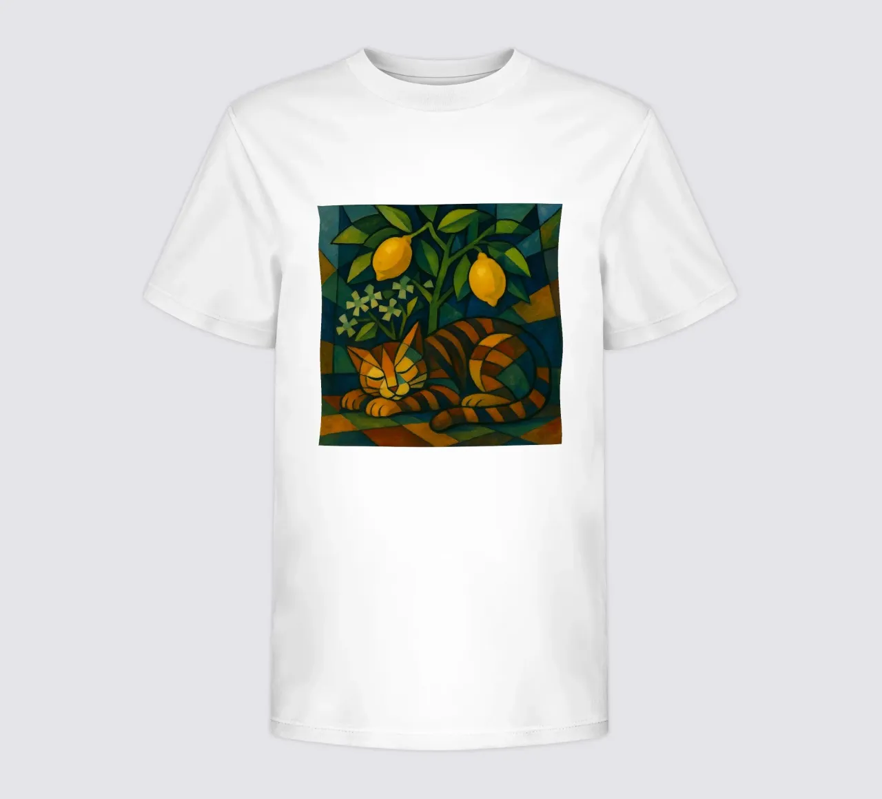 Sleeping Cat in Citrus Shade t-shirt bambini da LemonCat Studio