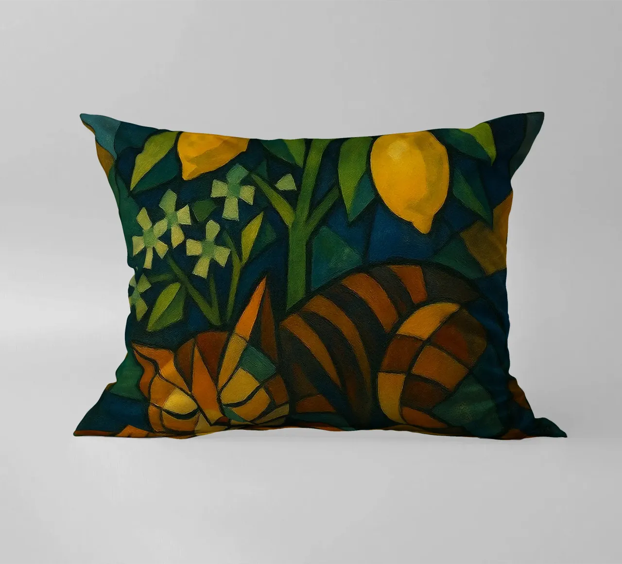 Sleeping Cat in Citrus Shade cuscino da LemonCat Studio