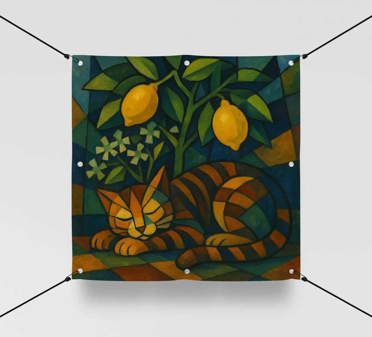 Sleeping Cat in Citrus Shade telo in pvc da LemonCat Studio