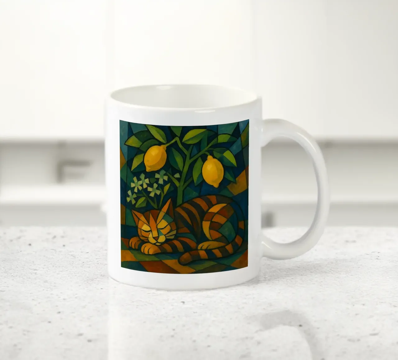 Sleeping Cat in Citrus Shade tazza in ceramica da LemonCat Studio