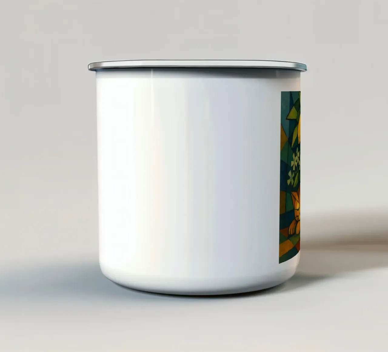 Sleeping Cat in Citrus Shade tazza in smalto da LemonCat Studio