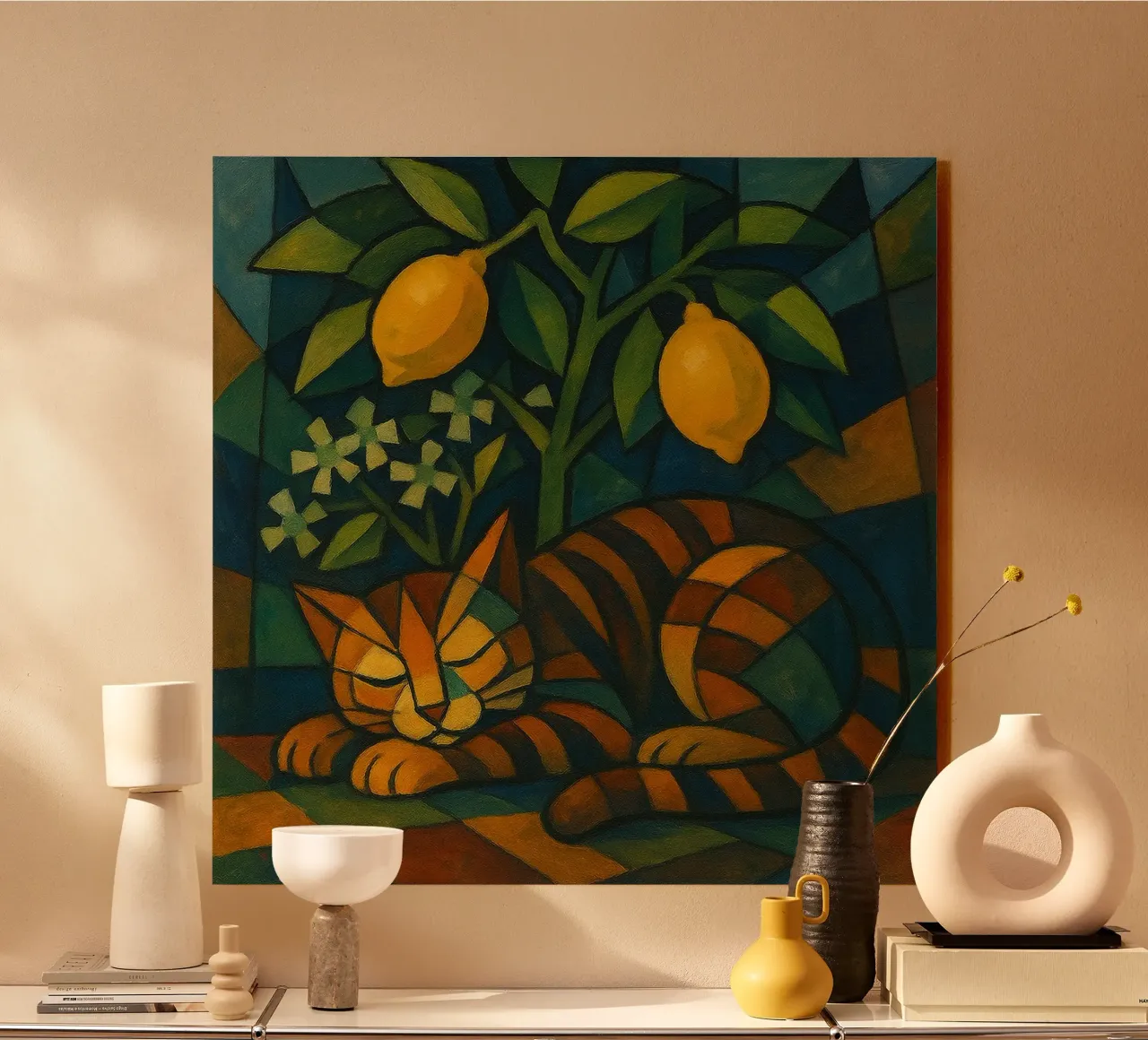 Sleeping Cat in Citrus Shade plexiglass da LemonCat Studio