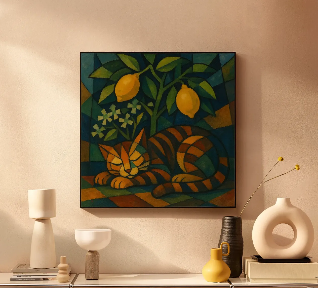 Sleeping Cat in Citrus Shade alluminio dibond da LemonCat Studio