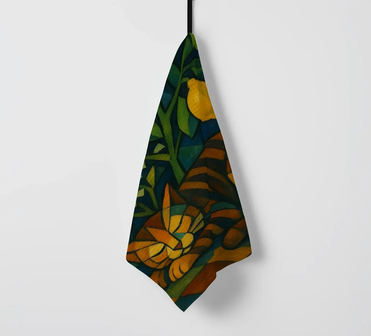 Sleeping Cat in Citrus Shade canovaccio da cucina da LemonCat Studio