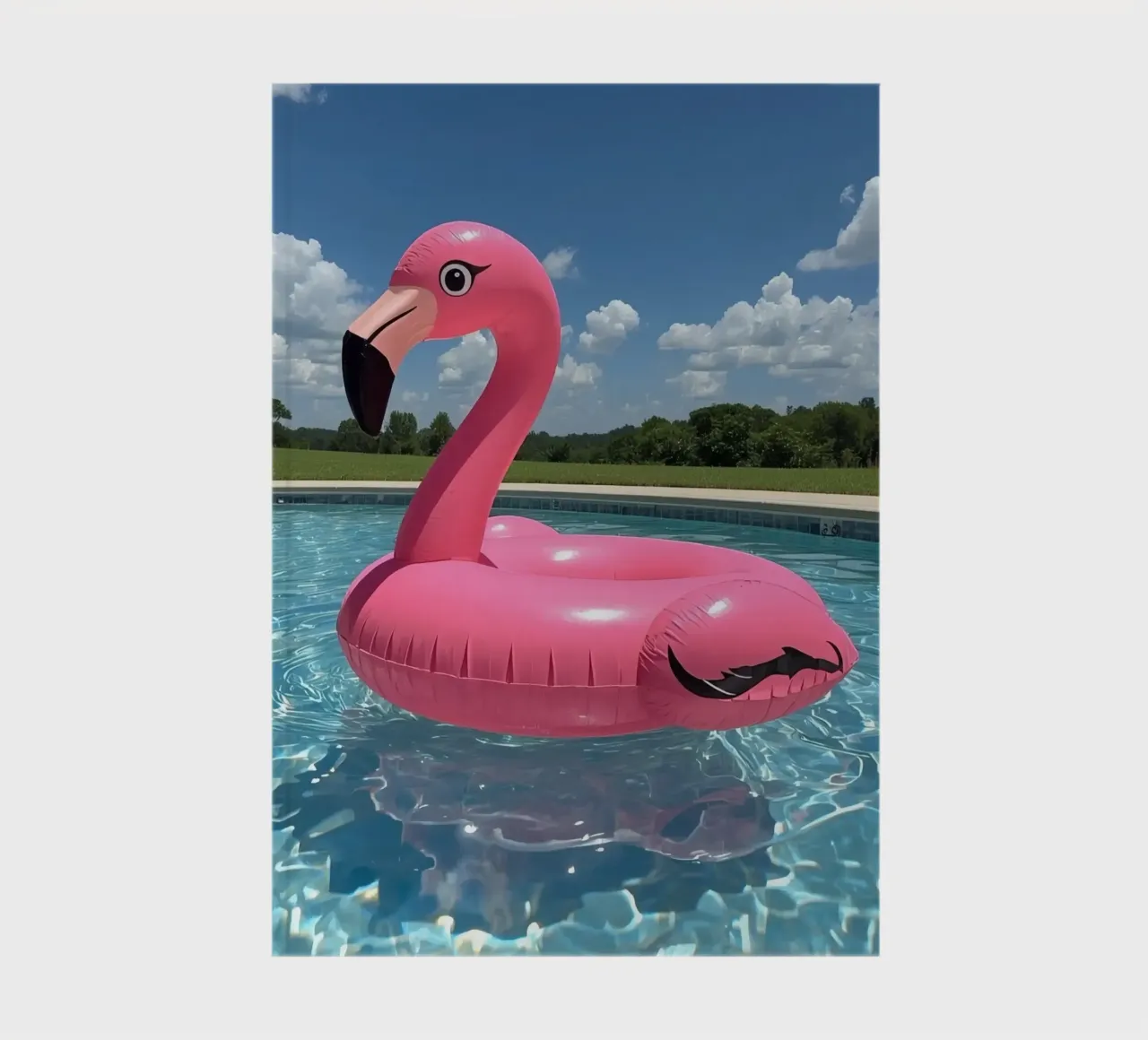 Pink Inflatable Flamingo Pool Float in Swimming Pool notebook by DesignDoodle