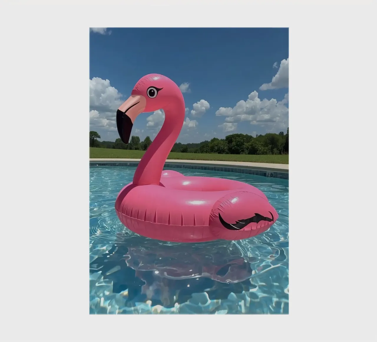 Pink Inflatable Flamingo Pool Float in Swimming Pool notebook by DesignDoodle