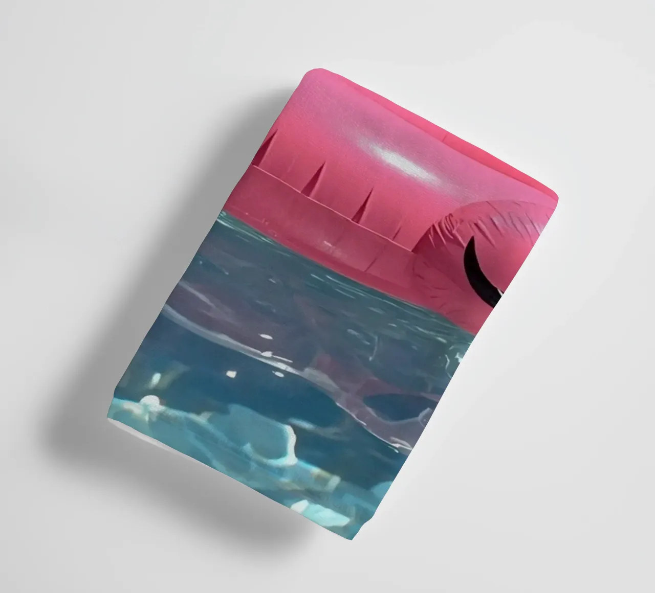 Pink Inflatable Flamingo Pool Float in Swimming Pool towel by DesignDoodle