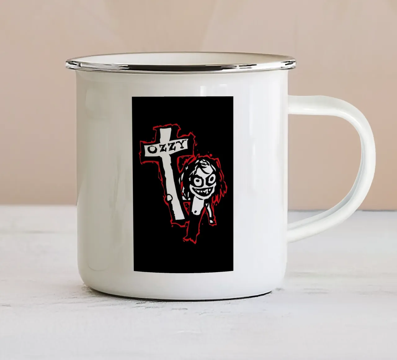 Ozzy Doodle tazza in smalto da nabakumov