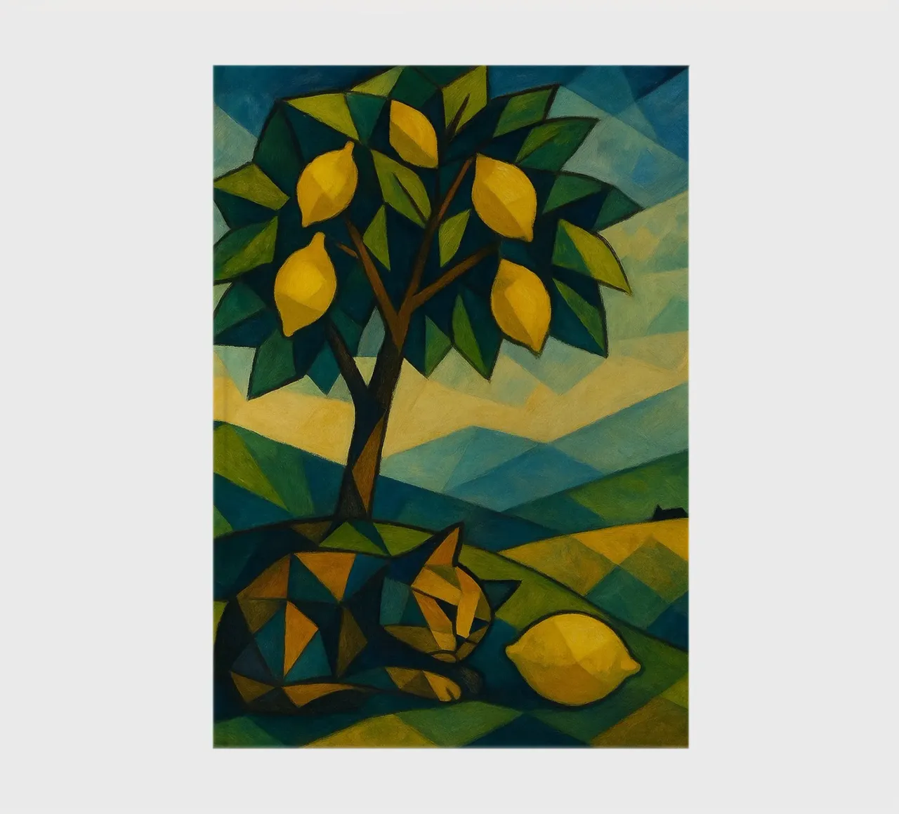 Cubist Lemon Hill with Distant Cat diario da LemonCat Studio