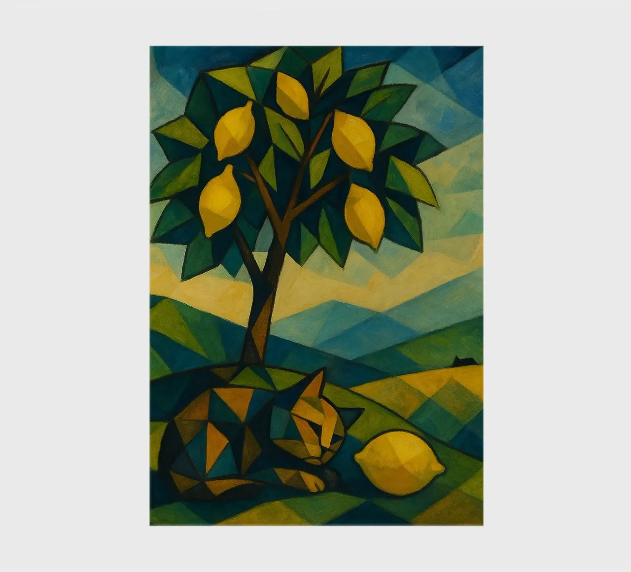 Cubist Lemon Hill with Distant Cat diario da LemonCat Studio