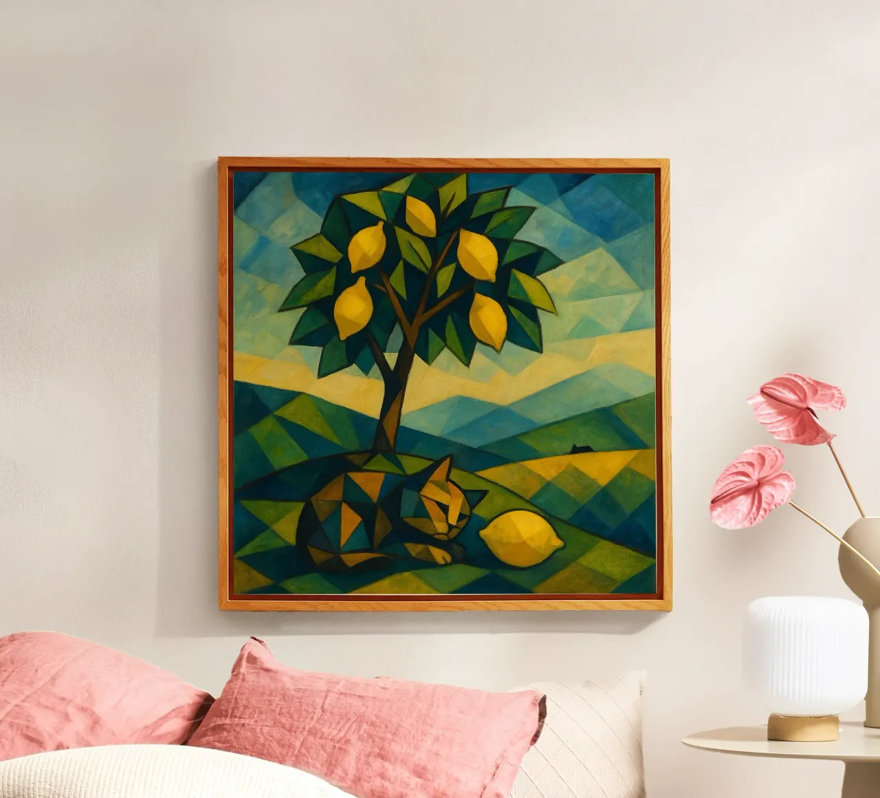 Cubist Lemon Hill with Distant Cat plexiglass da LemonCat Studio