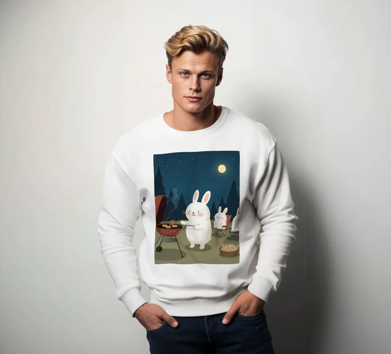 Conigli Grigliate notturne all'aperto felpa da DesignDoodle