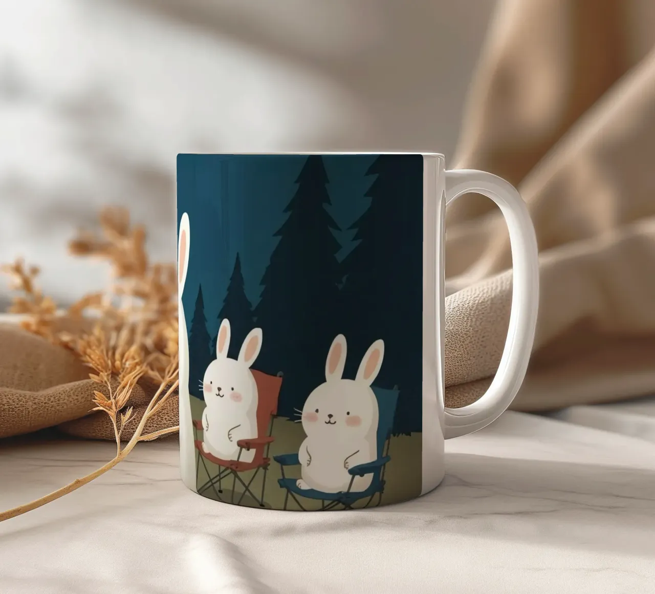 Conigli Grigliate notturne all'aperto tazza in ceramica da DesignDoodle