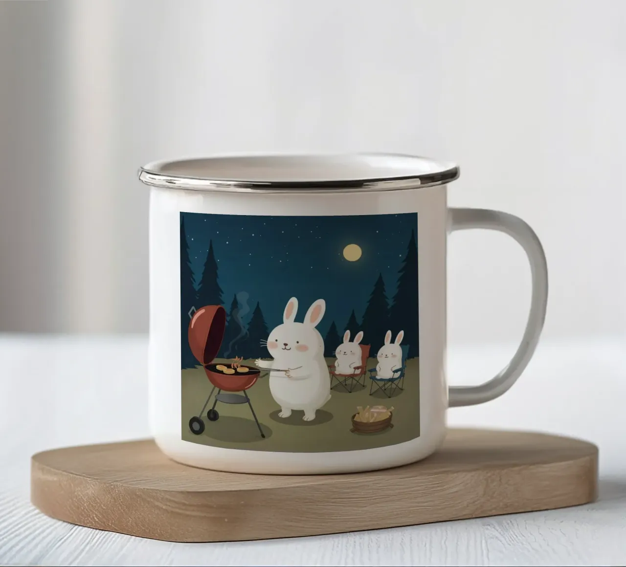 Conigli Grigliate notturne all'aperto tazza in smalto da DesignDoodle