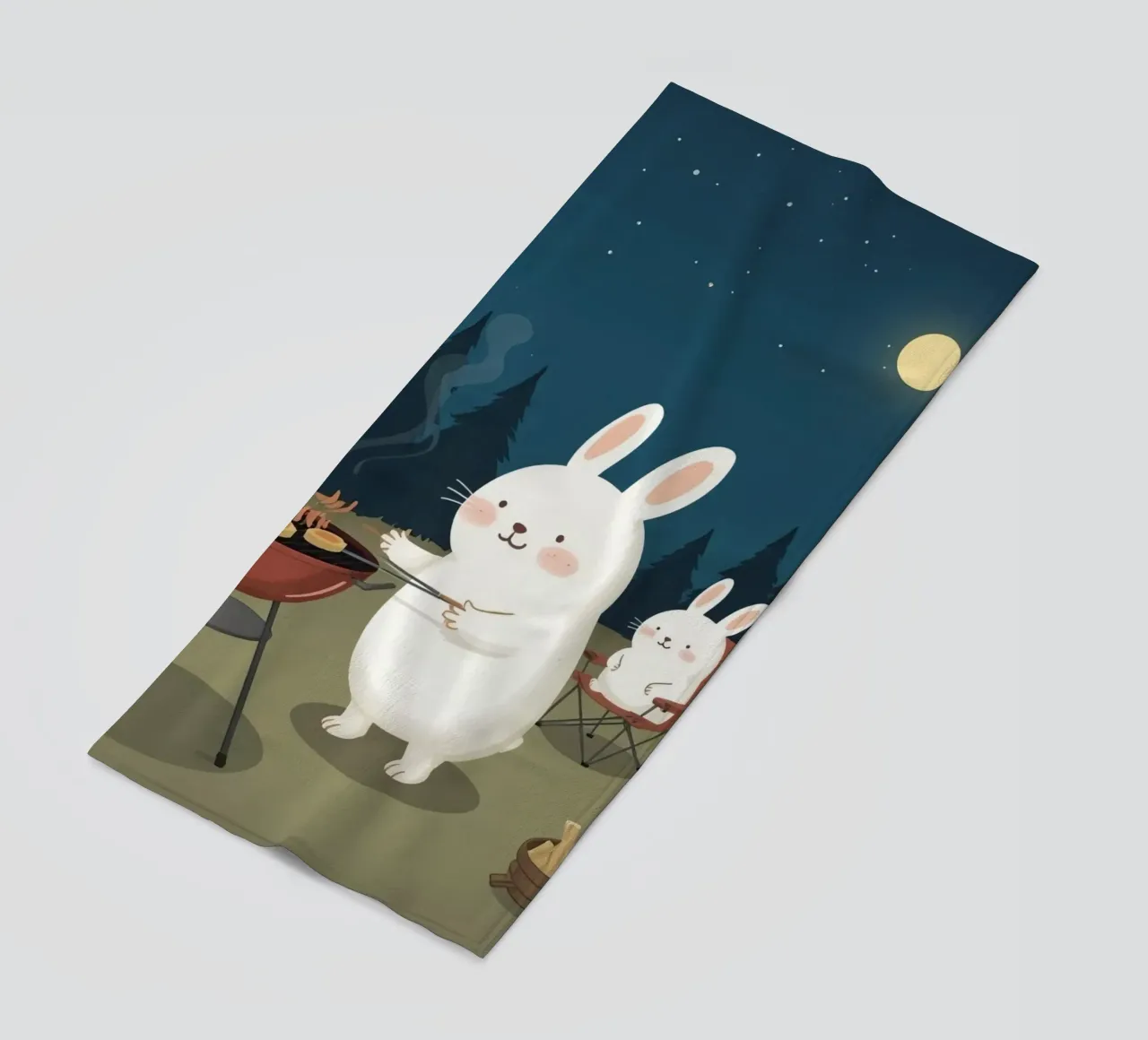 Conigli Grigliate notturne all'aperto telo mare da DesignDoodle