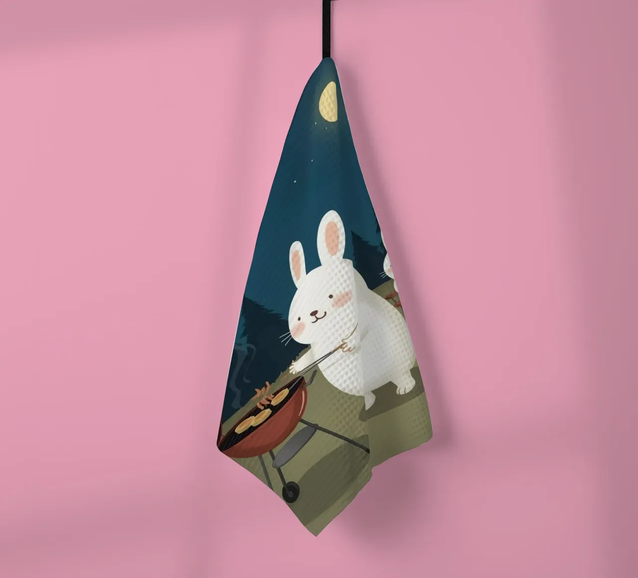 Conigli Grigliate notturne all'aperto canovaccio da cucina da DesignDoodle
