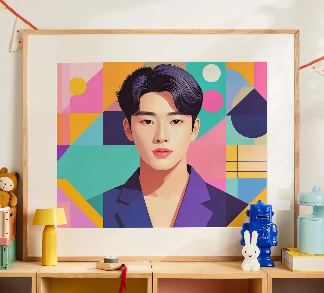 Uomo K-Pop geometrico poster da pixel