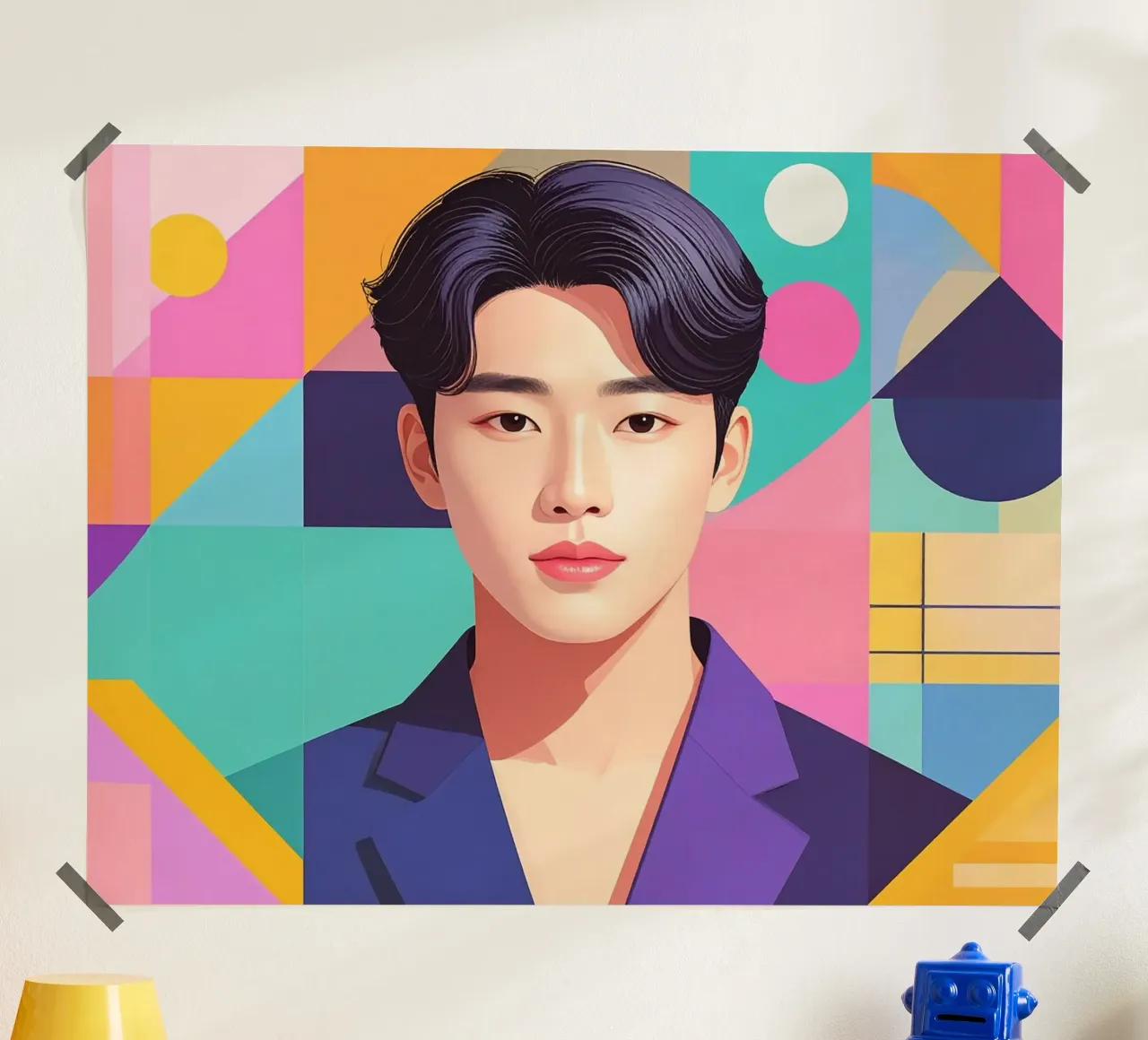 Uomo K-Pop geometrico poster da pixel