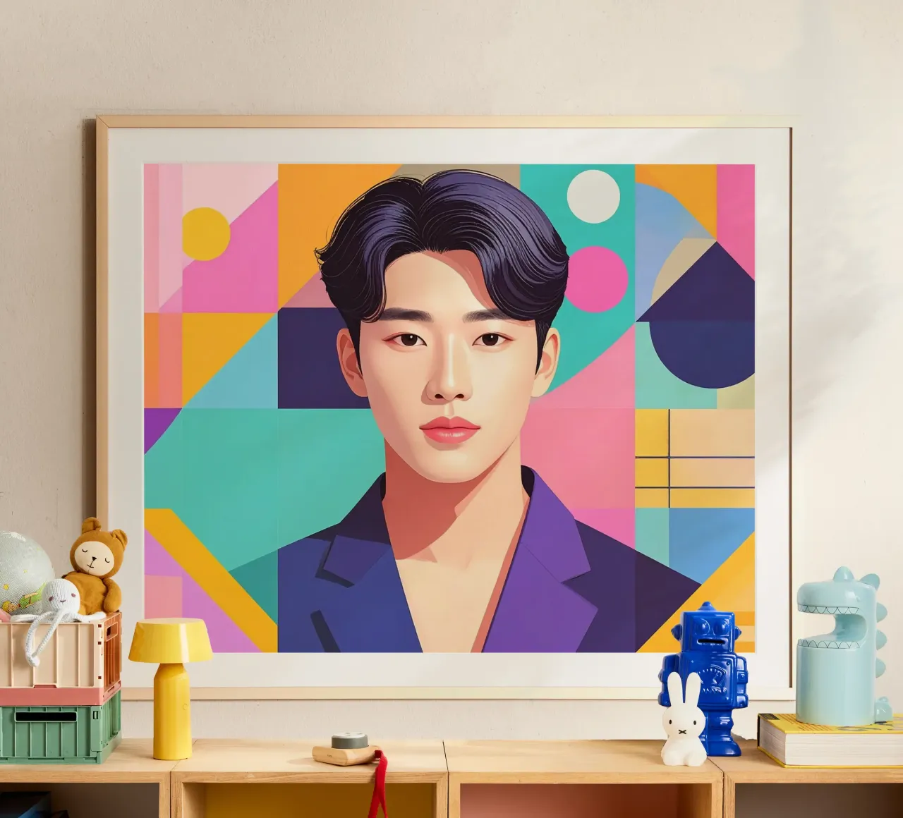 Uomo K-Pop geometrico poster da pixel