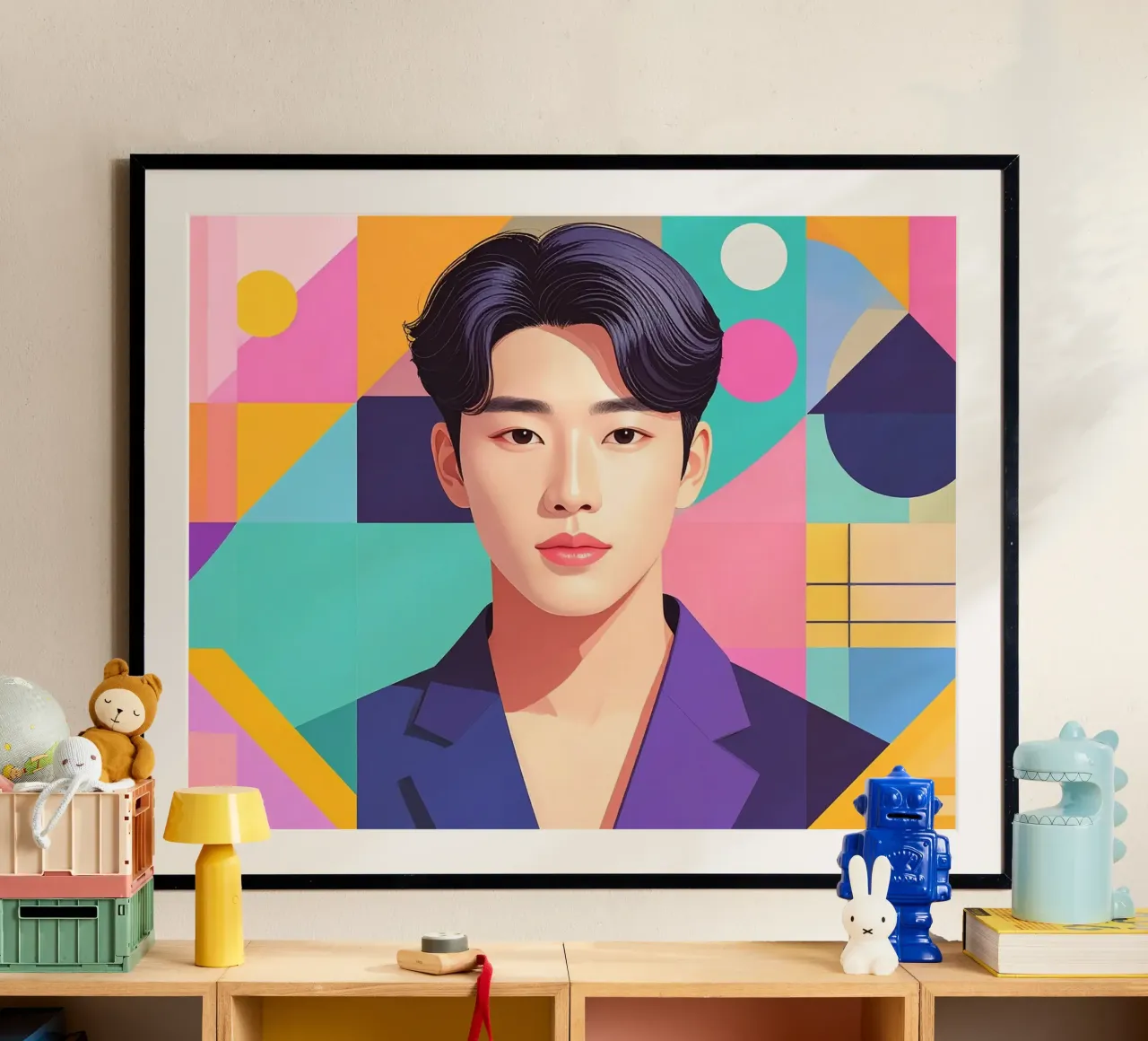 Uomo K-Pop geometrico poster da pixel