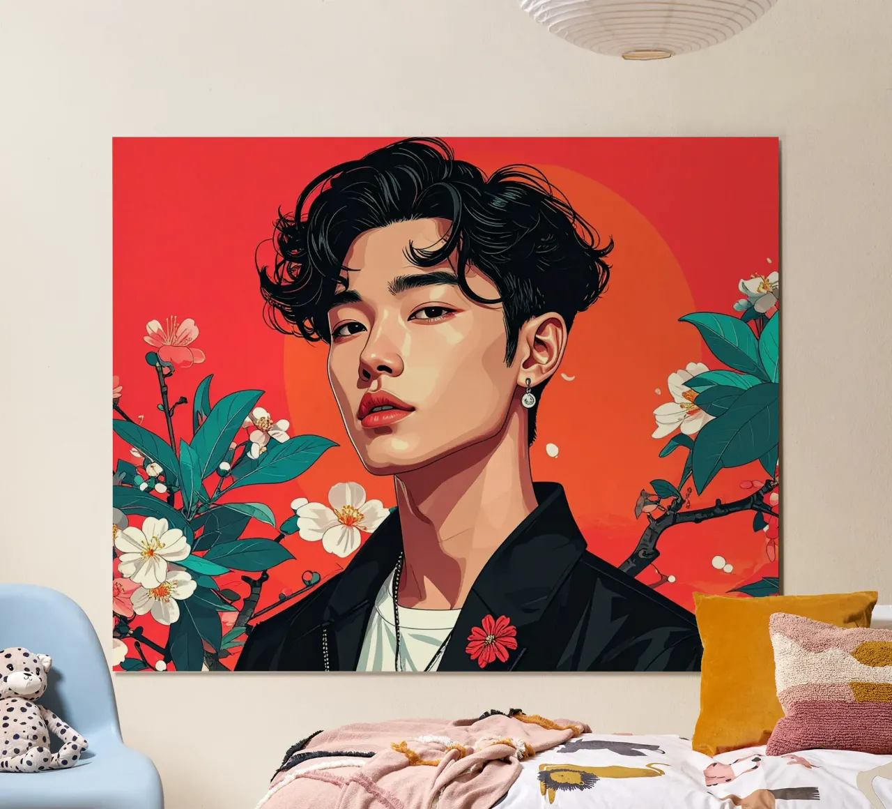 Uomo Pop Giappone poster con telaio in legno da pixel