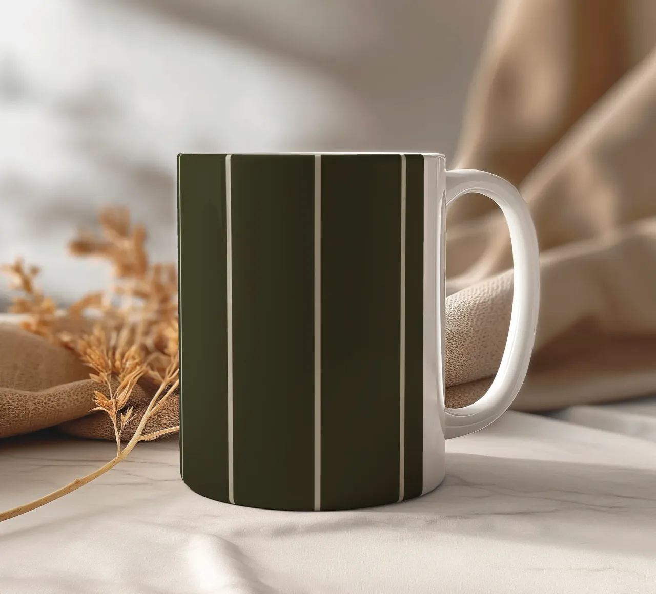 Dark olive green with skipping stone lines tazza in ceramica da TijanaArtStudio88