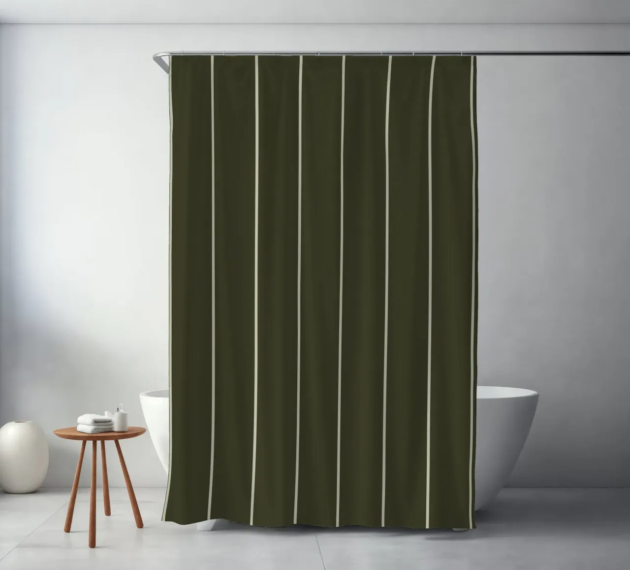 Dark olive green with skipping stone lines tenda da doccia da TijanaArtStudio88