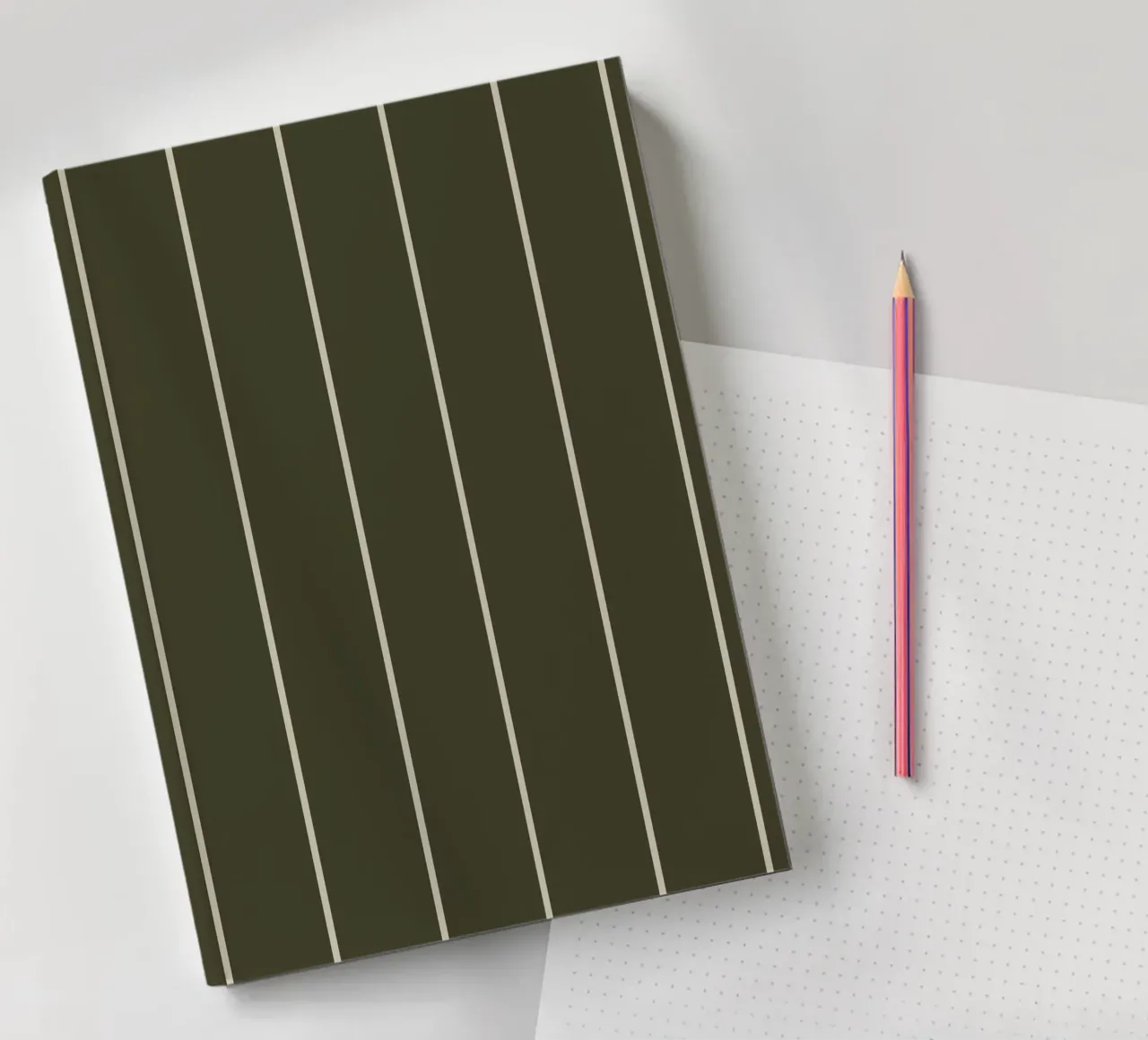Dark olive green with skipping stone lines notebook by TijanaArtStudio88
