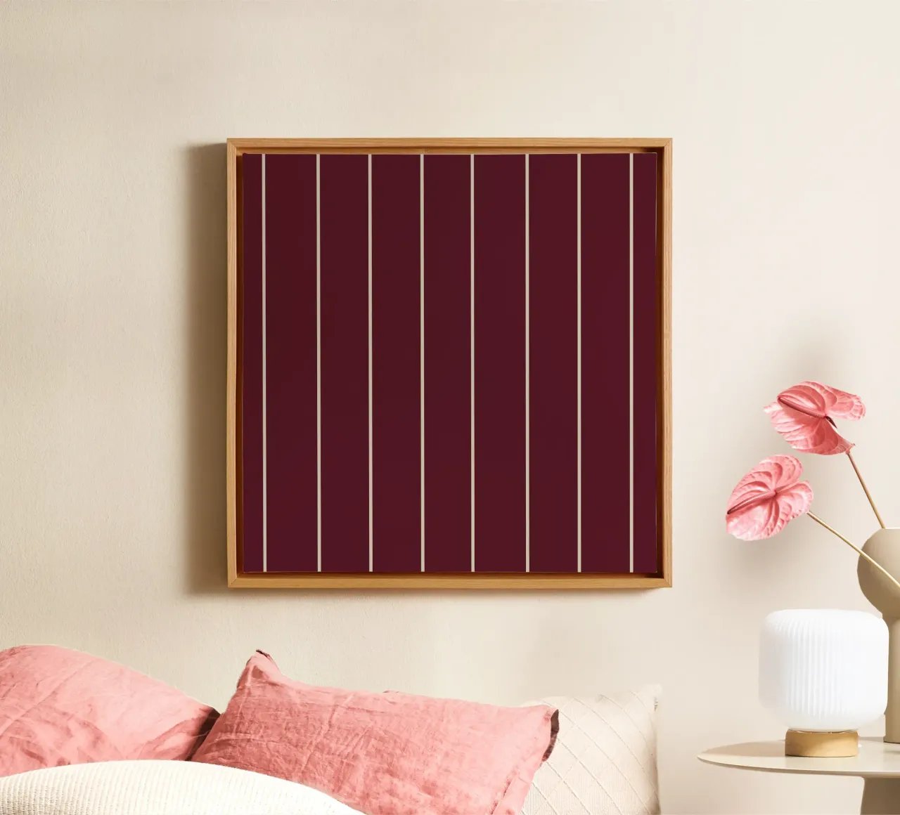 Ancient burgundy with skipping stone lines tela con Cornice a cassetta da TijanaArtStudio88