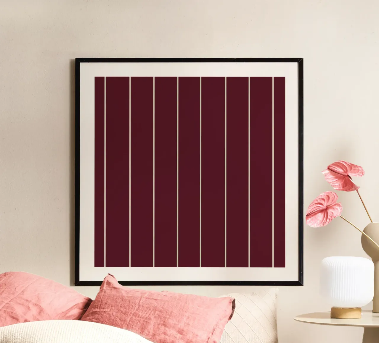 Ancient burgundy with skipping stone lines poster con telaio in alluminio da TijanaArtStudio88
