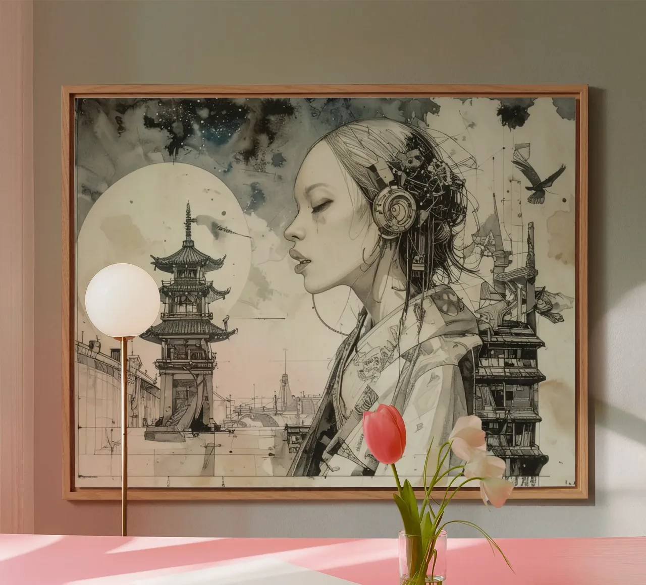 Robot Femme Japon alluminio dibond da pixel