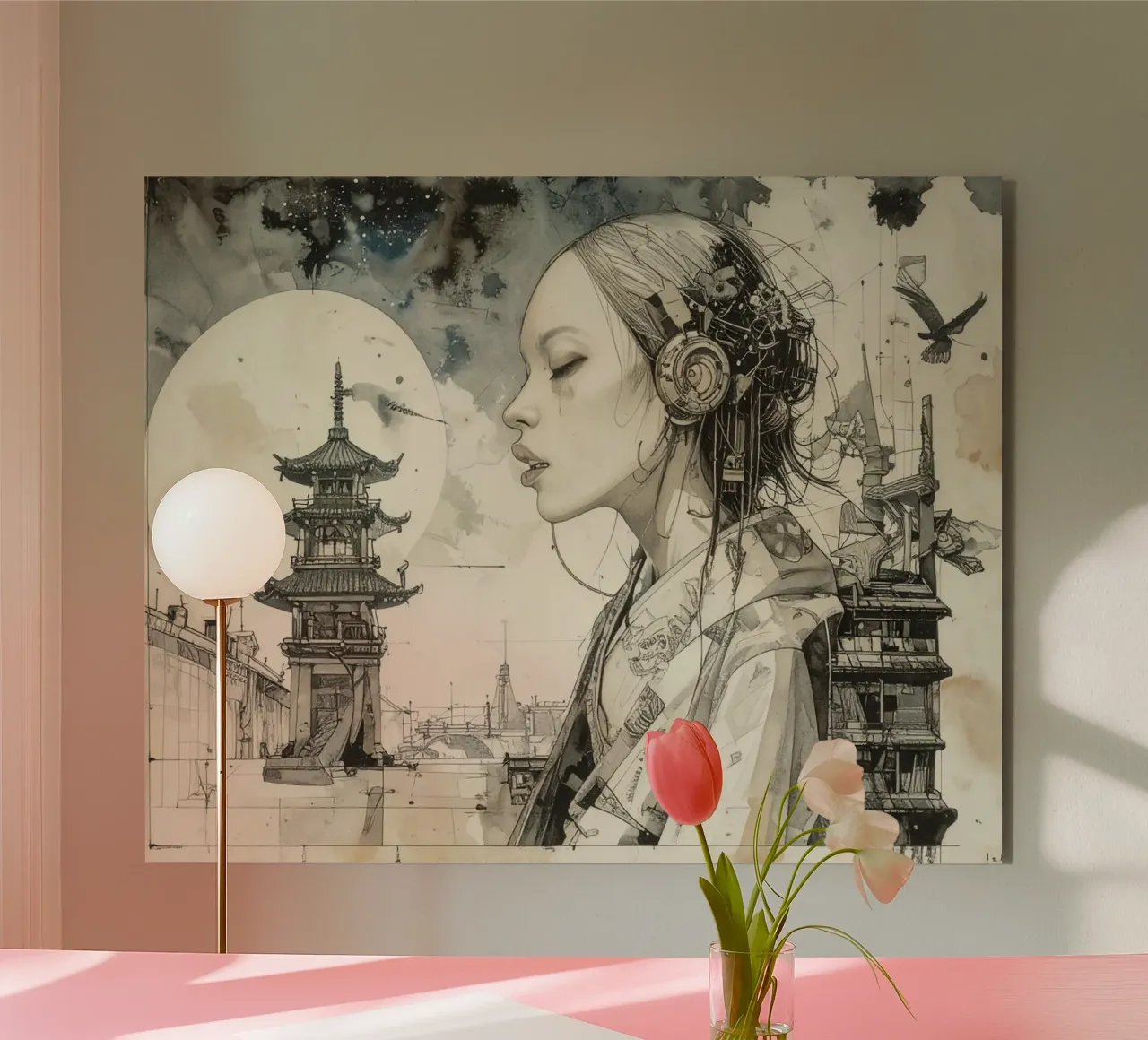 Robot Femme Japon alluminio dibond da pixel