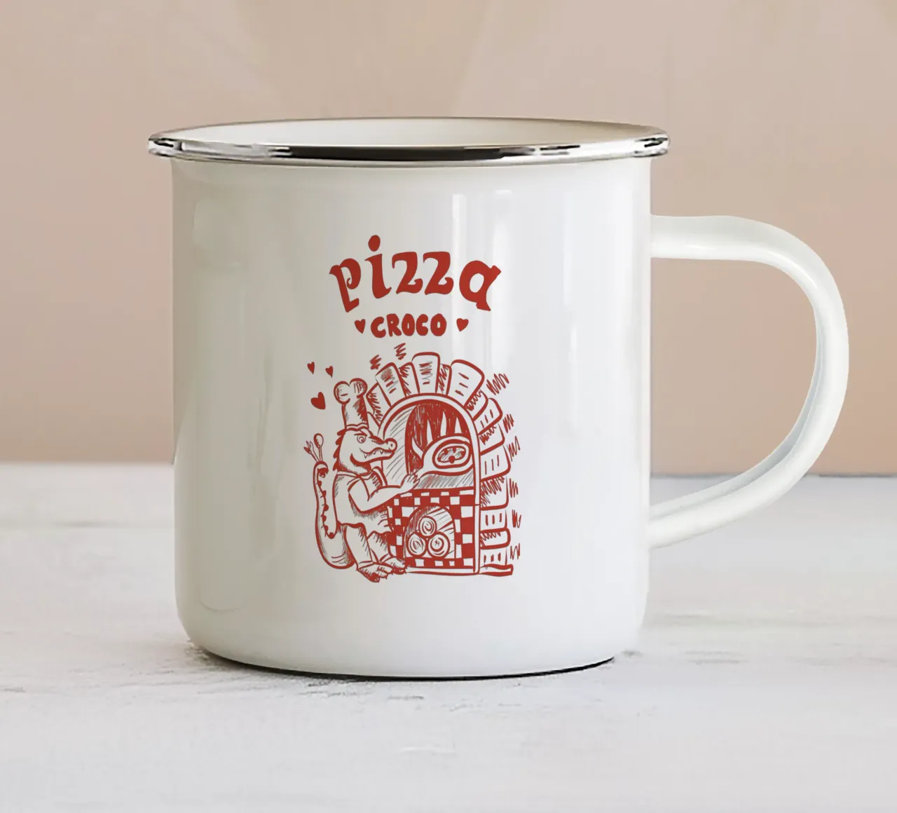 Pizza Croco tazza in smalto da Studio Dolci