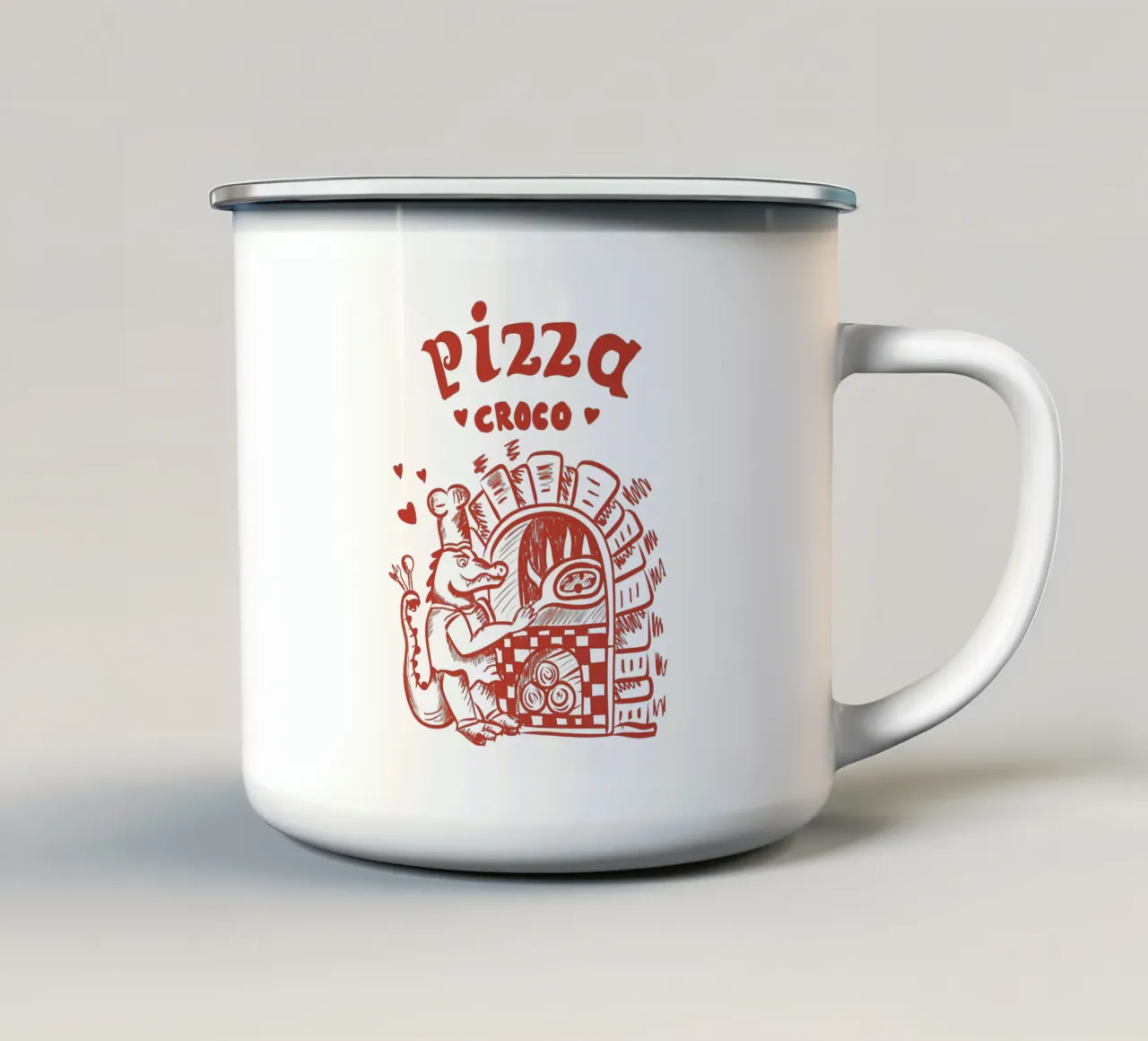 Pizza Croco tazza in smalto da Studio Dolci