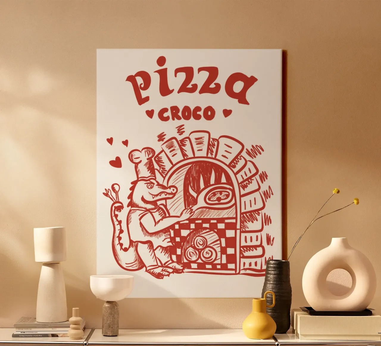 Pizza Croco tela con Cornice a cassetta da Studio Dolci