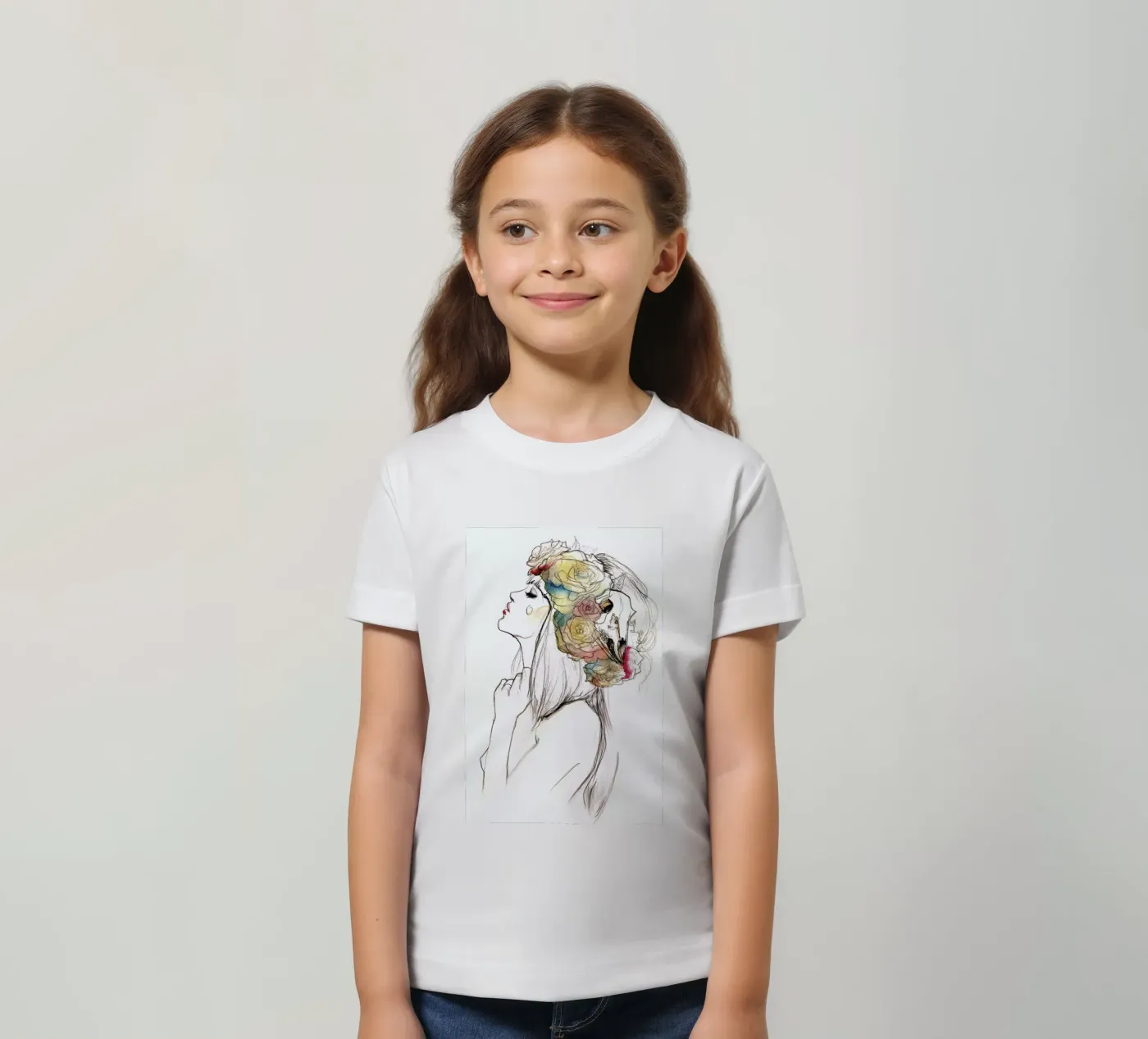 Flowered kinder t-shirt van Ina Stanimirova