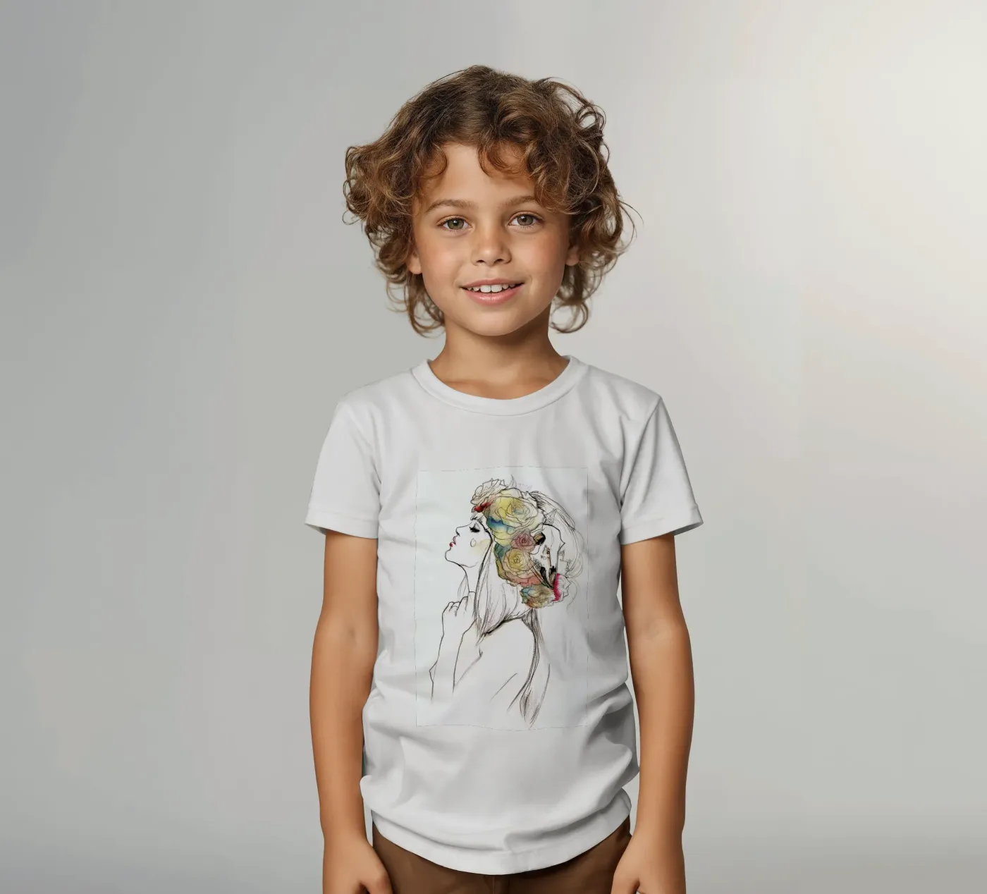 Flowered kinder t-shirt van Ina Stanimirova