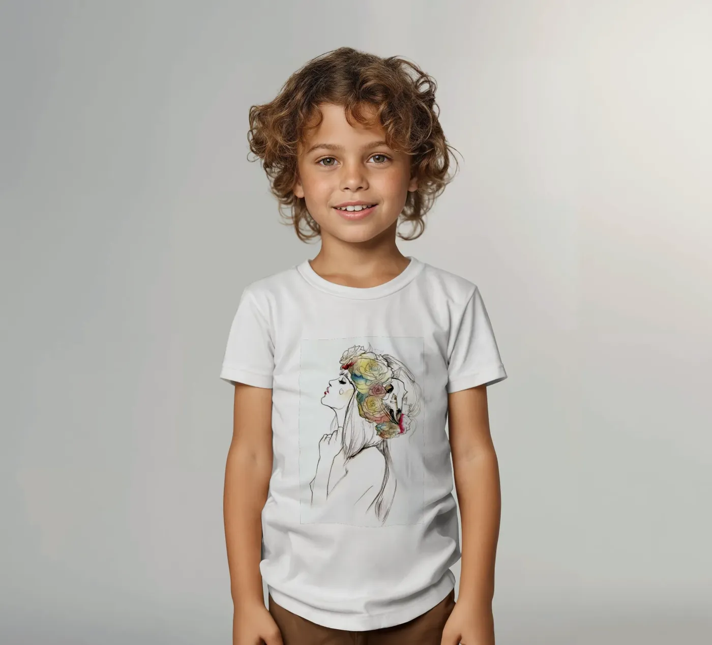 Flowered kinder t-shirt van Ina Stanimirova