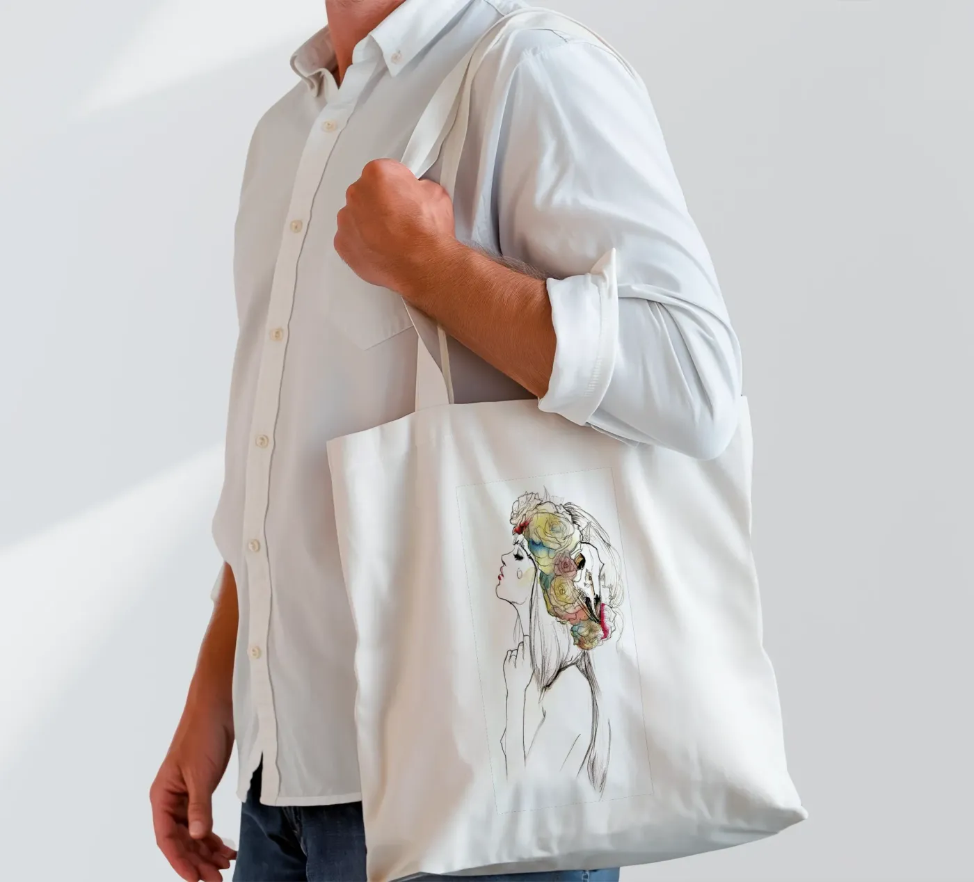 Flowered tote bag by Ina Stanimirova