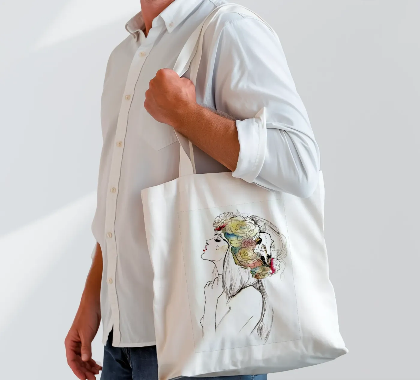 Flowered tote bag by Ina Stanimirova