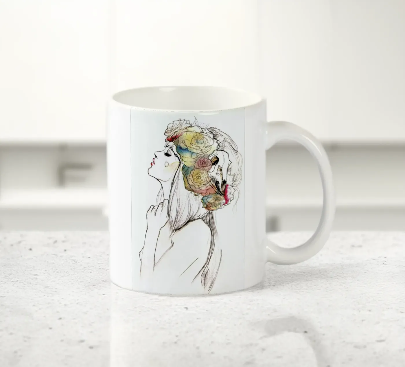 Flowered ceramic mug by Ina Stanimirova