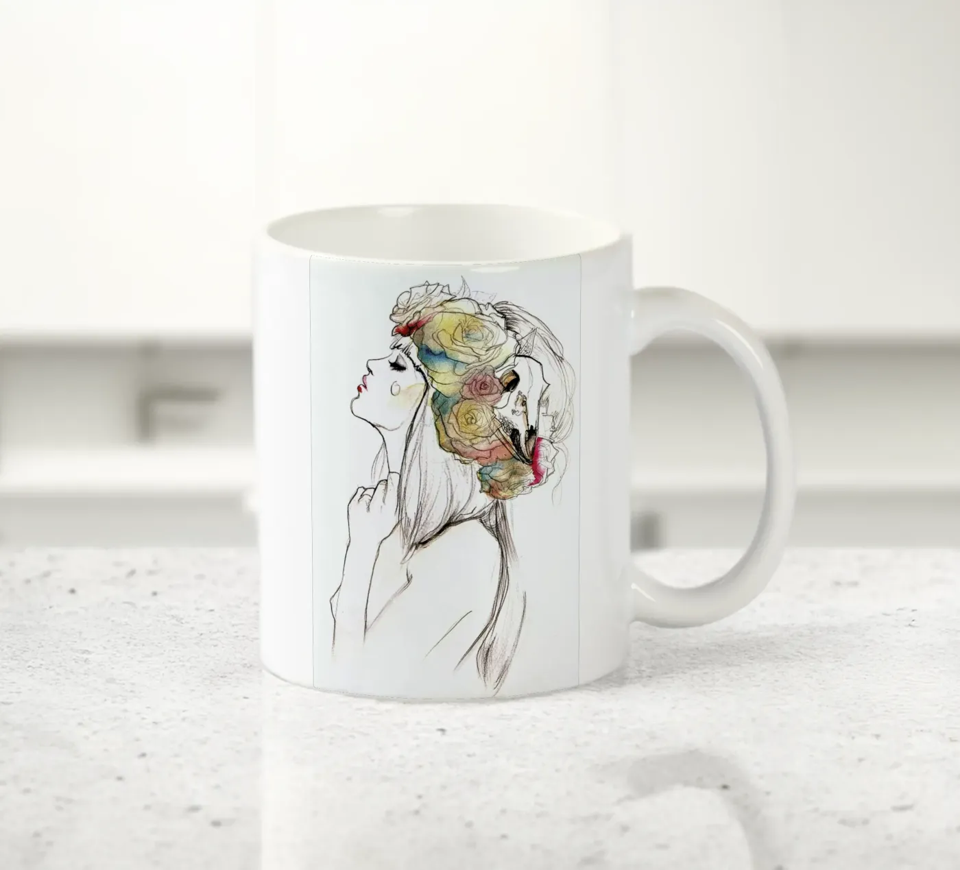 Flowered ceramic mug by Ina Stanimirova