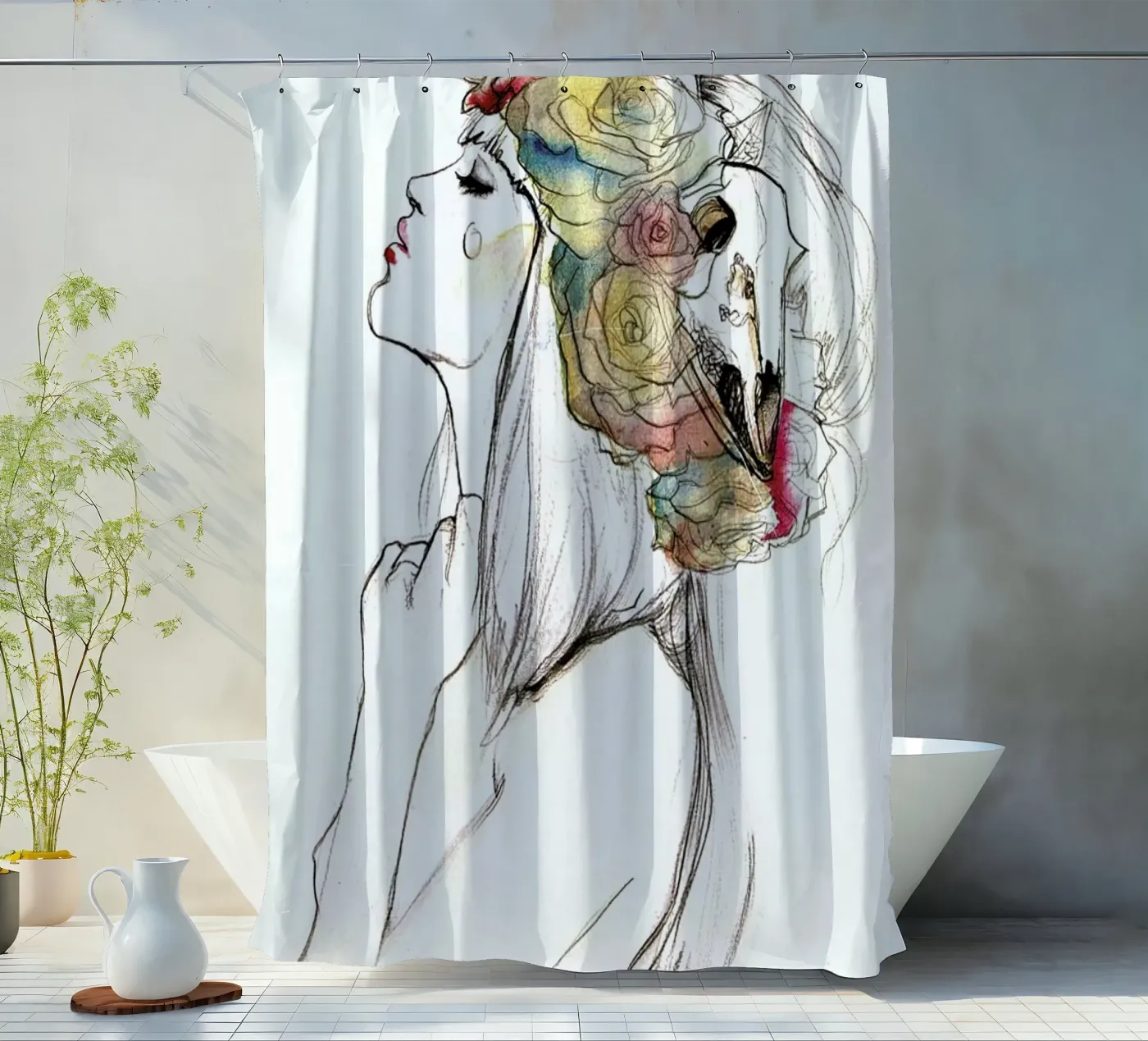 Flowered douchegordijn van Ina Stanimirova