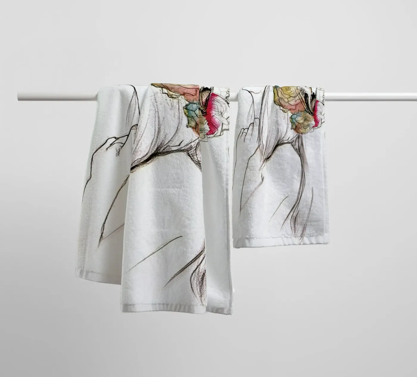 Flowered badhanddoek van Ina Stanimirova