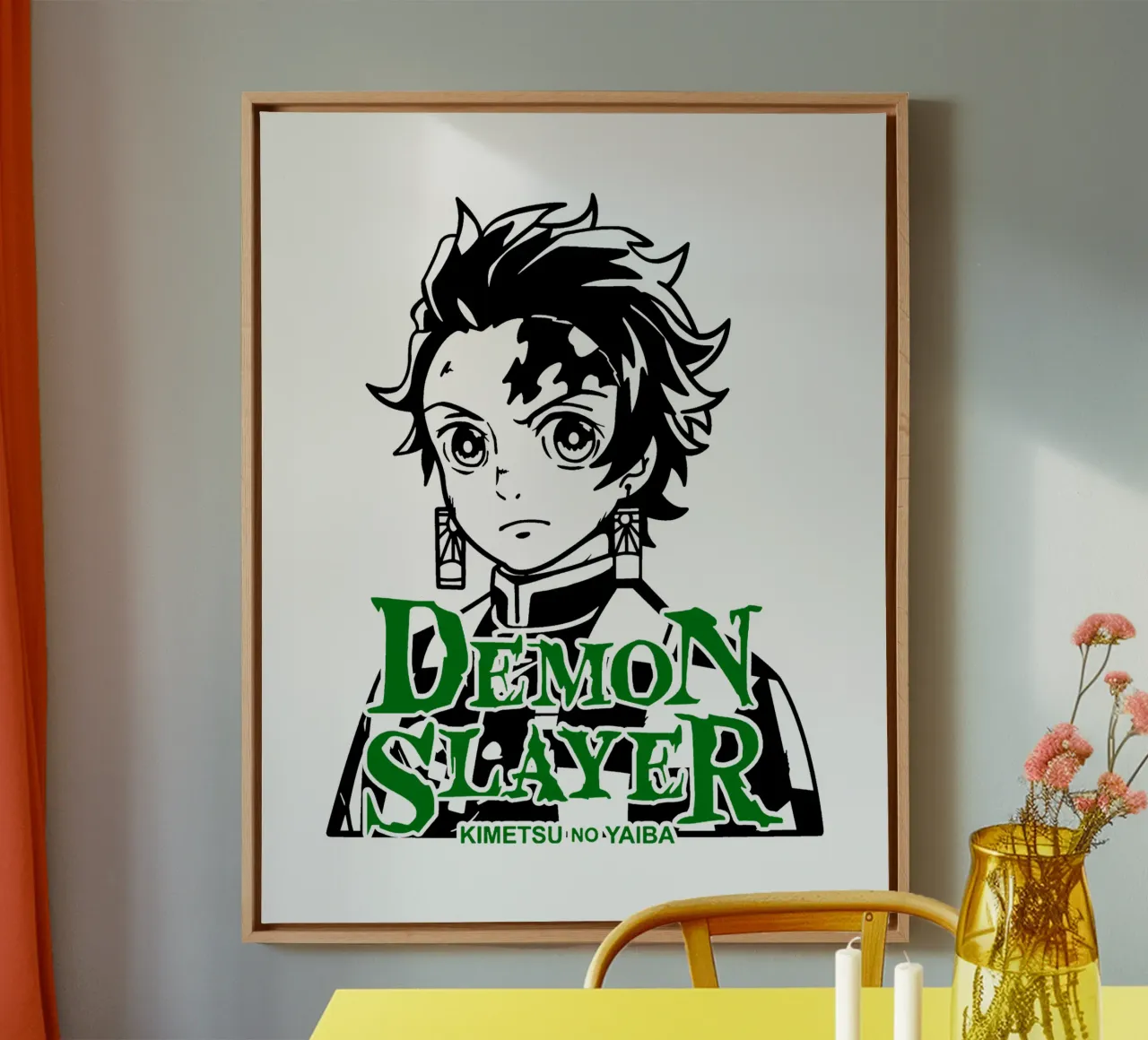 Tanjiro Demendoder canvas met Baklijst van https://www.juniqe.com/uk/shop/Henndraws