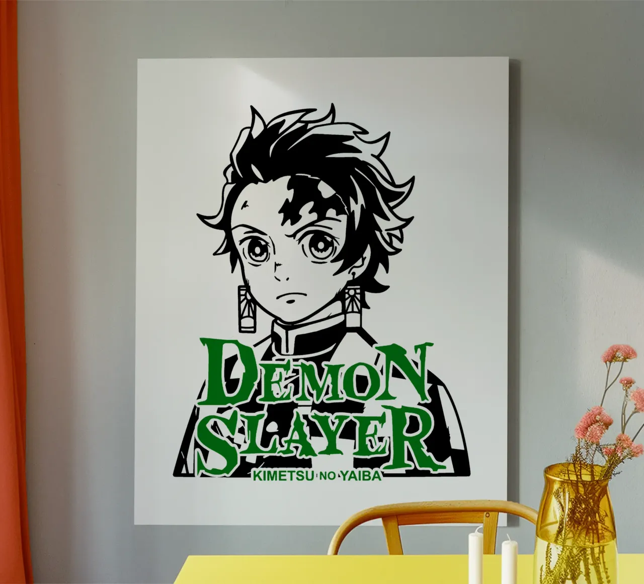 Tanjiro Demendoder canvas met Baklijst van https://www.juniqe.com/uk/shop/Henndraws