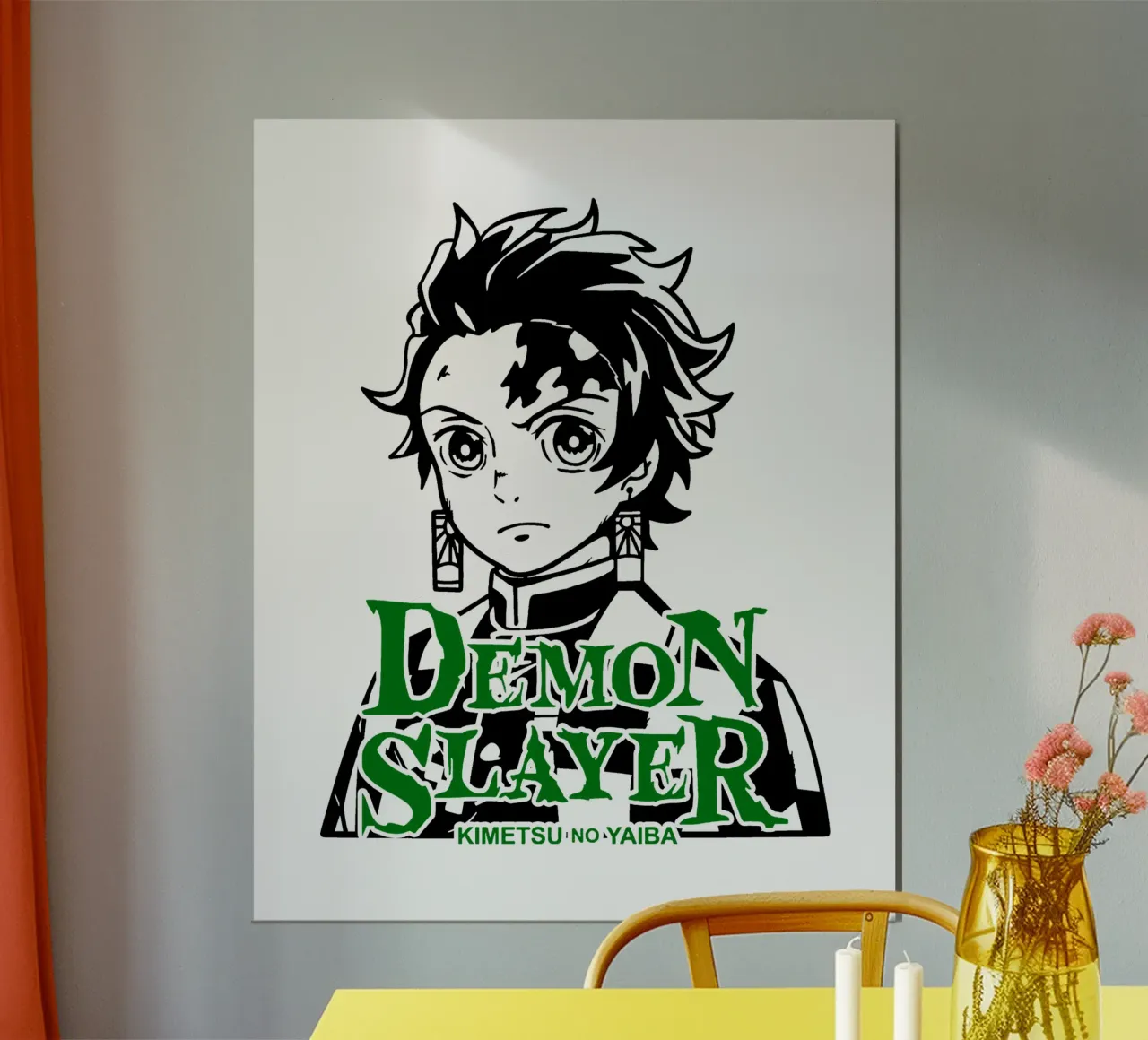 Tanjiro Demendoder poster met houten frame van https://www.juniqe.com/uk/shop/Henndraws