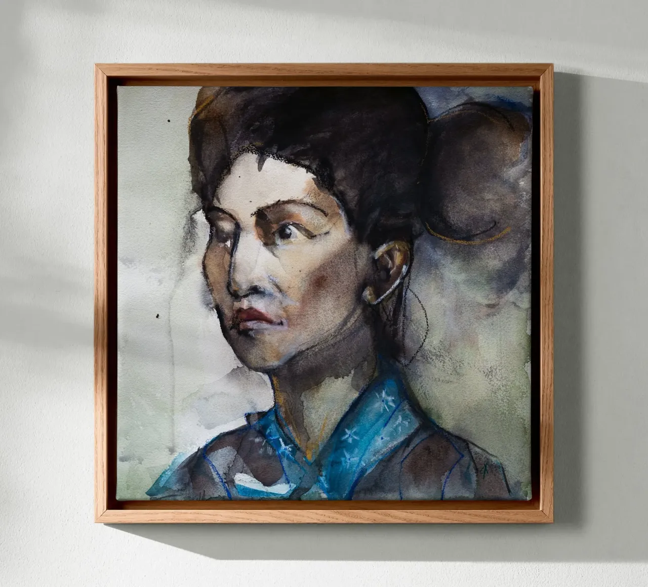 Guardian of Her Thoughts canvas with Floater frame by Stoian Hitrov