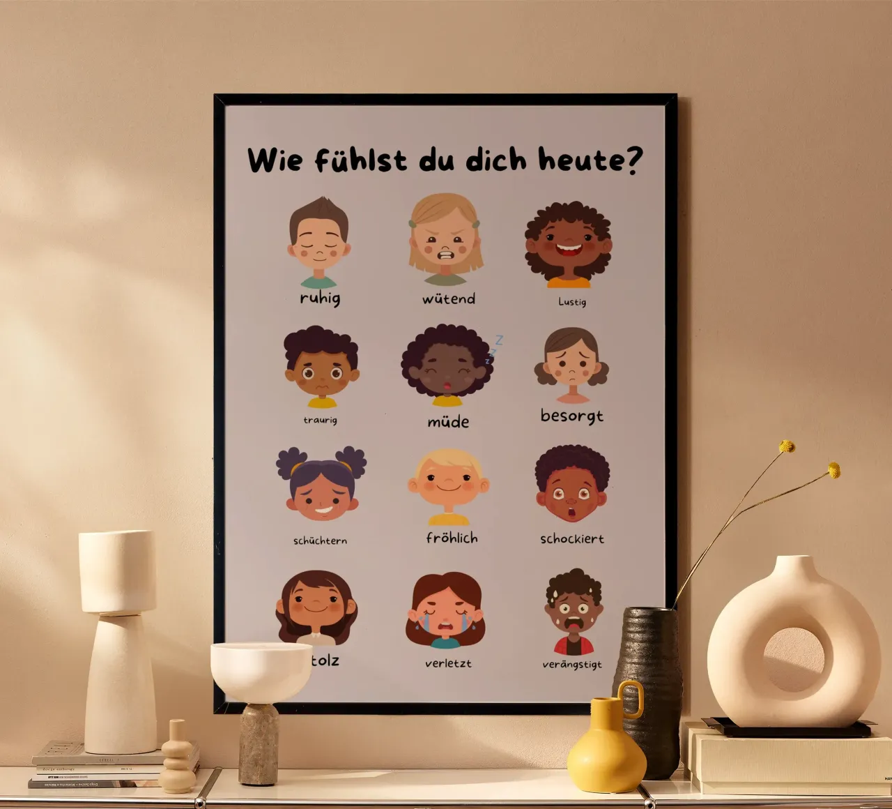 Gefühleposter - Wie fühlst du dich heute? poster con telaio in plastica da Grünkraftwerk
